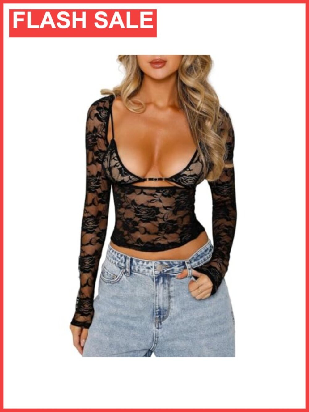 Women Y2K Backless Lace Crop Top Sheer See Through Going Out